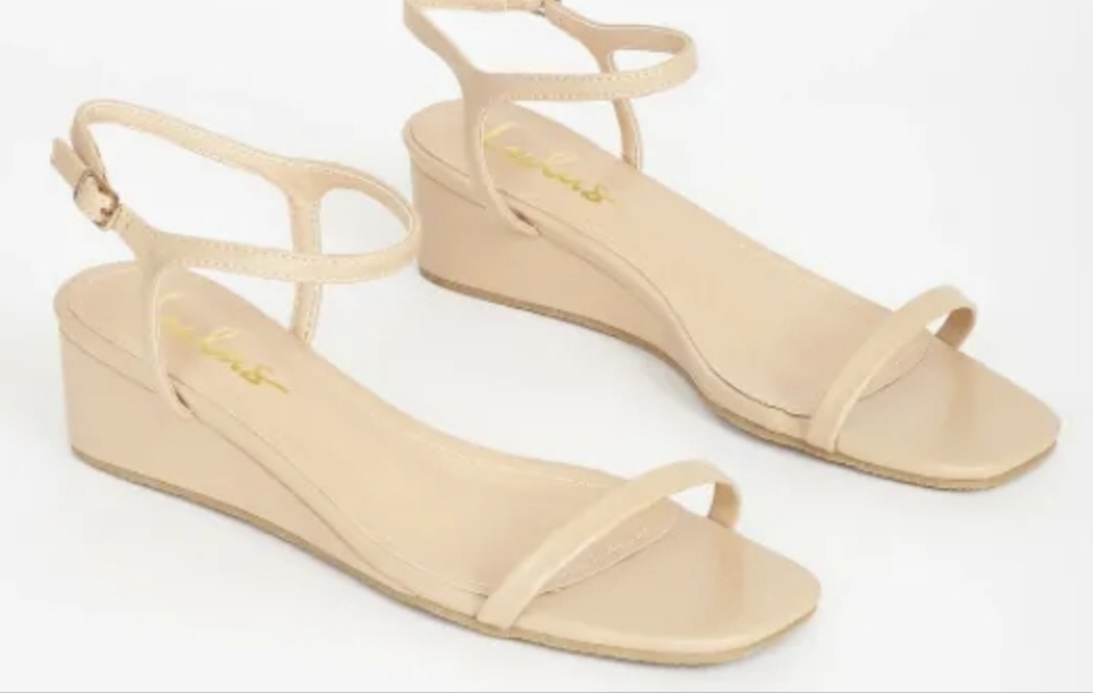Nude Ankle Strap Wedge Sandals